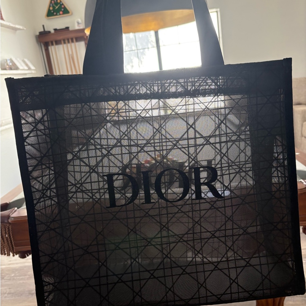 Dior Black Geometric Mesh Tote